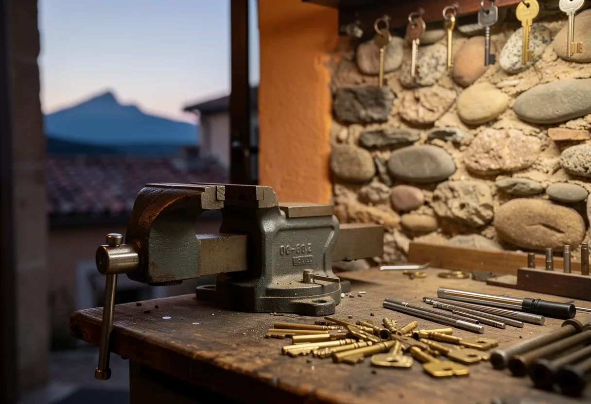 L'établi de l'atelier du serrurier de Pollestres